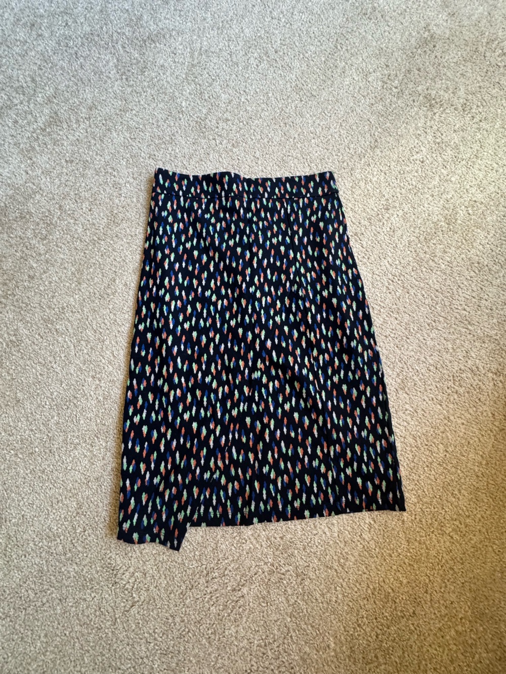 Anthropologie Navy Pencil Skirt with Multicolor Teardrop Print
